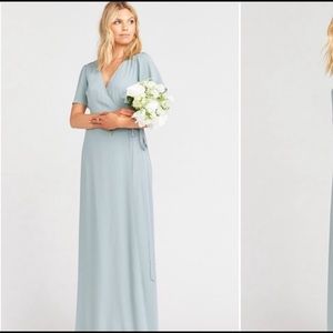 Noelle Flutter Wrap Dress Silver Sage